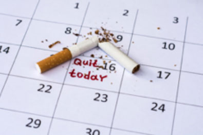 Day to quit smoking marked on calendar